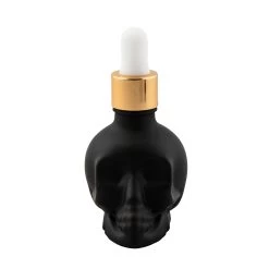 Skull Bitters Bottle In Black, White And Clear -Liquor Specialty Store 41A1075