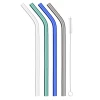 Reusable Glass Straws In Cool Tone (Set Of 4 With Brush)