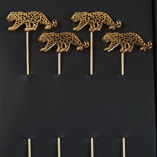 Leopard Cocktail Pins (set Of 4) 3 Leopard Cocktail Pins (set Of 4)