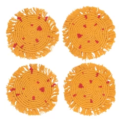 Ochre Macrame Coasters (set Of 4)