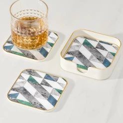 Savoy Geometric Coasters (set Of 4) 9 Savoy Geometric Coasters (set Of 4) -Liquor Specialty Store SavoyGeometricCoasters setof4 3