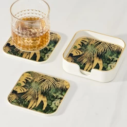 Savoy Tropical Leaves Coasters (set Of 4) -Liquor Specialty Store SavoyTropicalLeavesCoasters setof4 4