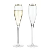 Viski Belmont Gold Rim Crystal Champagne Flutes (Set Of 2)