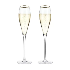 Viski Belmont Gold Rim Crystal Champagne Flutes (Set Of 2) -Liquor Specialty Store TF Belmont Gold Rim Champagne Set 2 Full 800x800 3