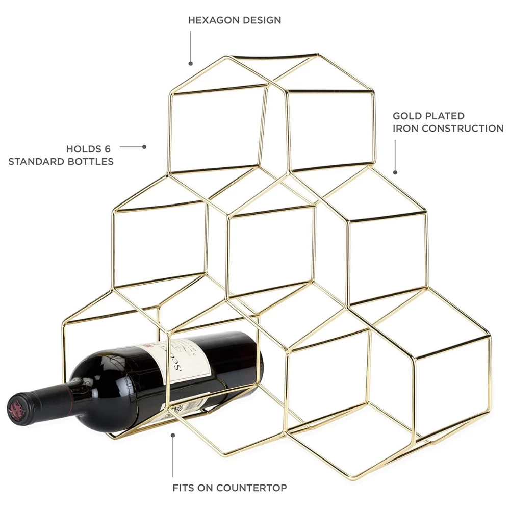 Geo Gold Wine Rack 6 Geo Gold Wine Rack - Image 4