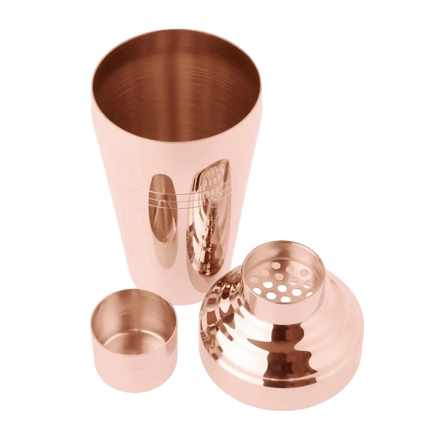 Rose Gold Japanese 3-Piece Cobbler Shaker - Shiny 4 Rose Gold Japanese 3-Piece Cobbler Shaker - Shiny - Image 2