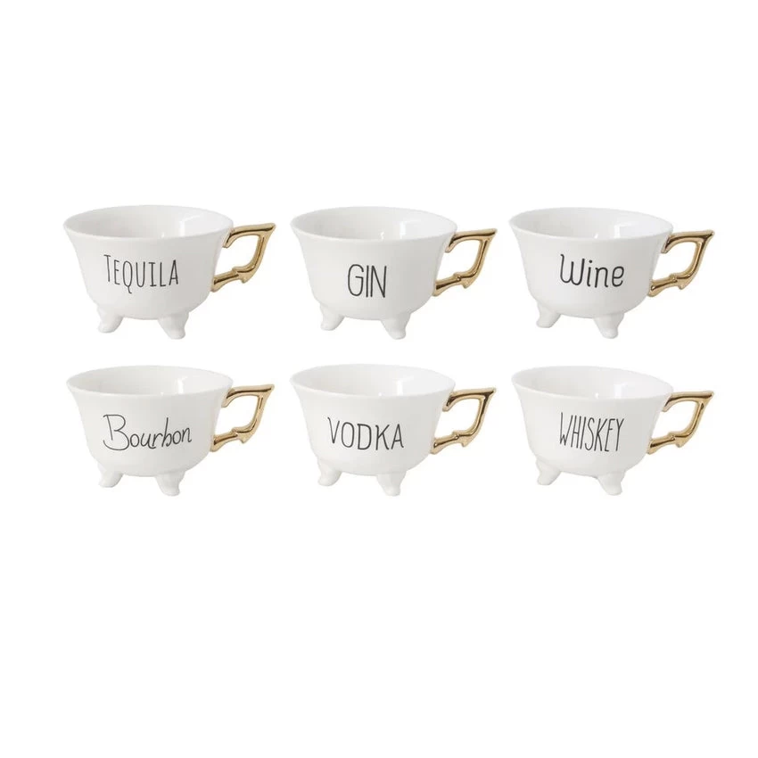 Footed Teacups With Gold Handle 3 Footed Teacups With Gold Handle